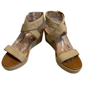 COCONUT Jaynie Ankle Strap 2.75" Wedge Espadrille Fabric Upper 9 New